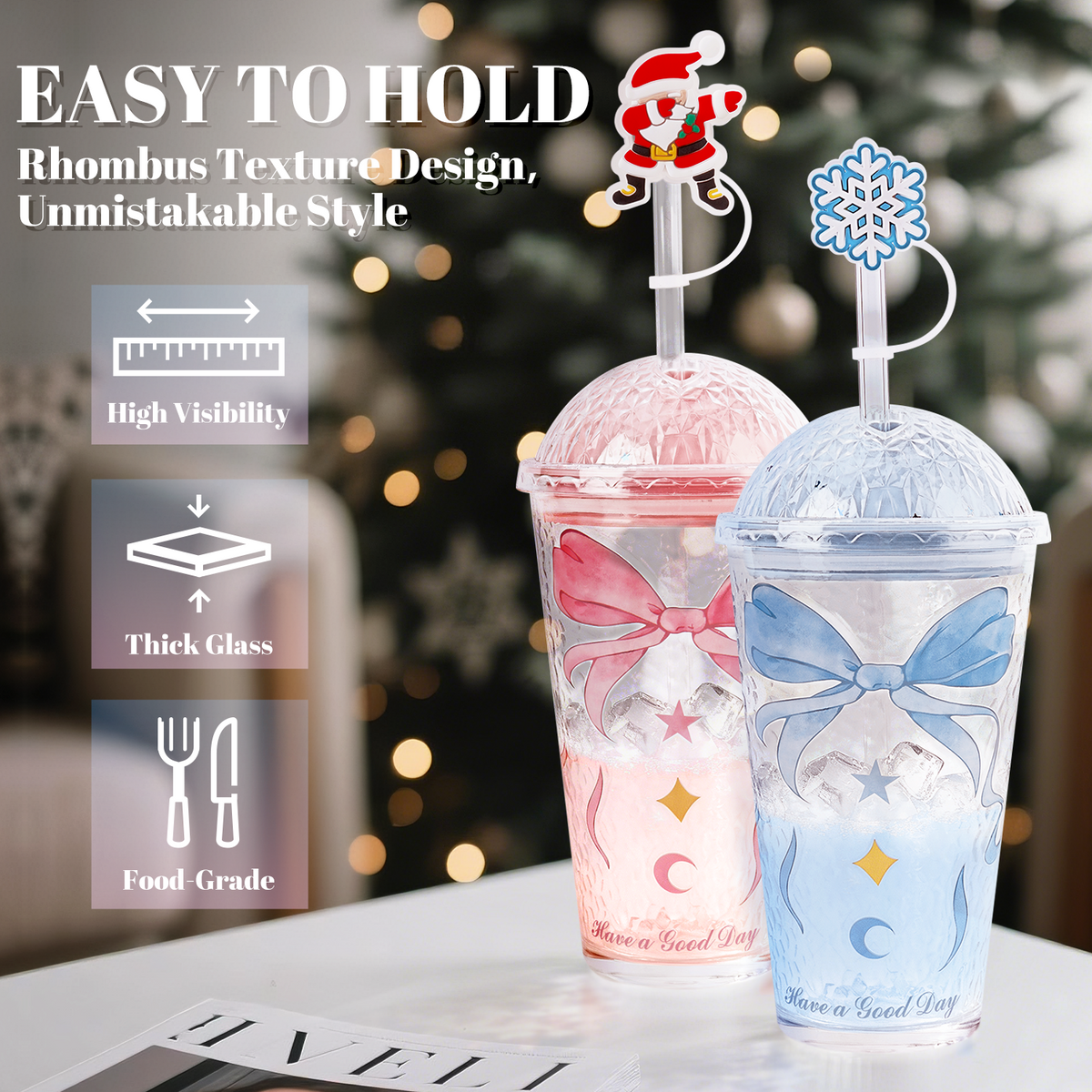 16 oz Christmas Glass with Glowing Lid