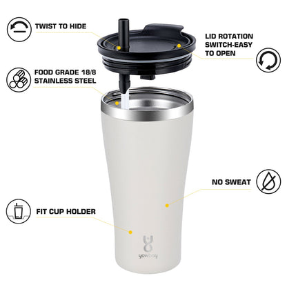 Dual-sip tumbler lid and drinking features