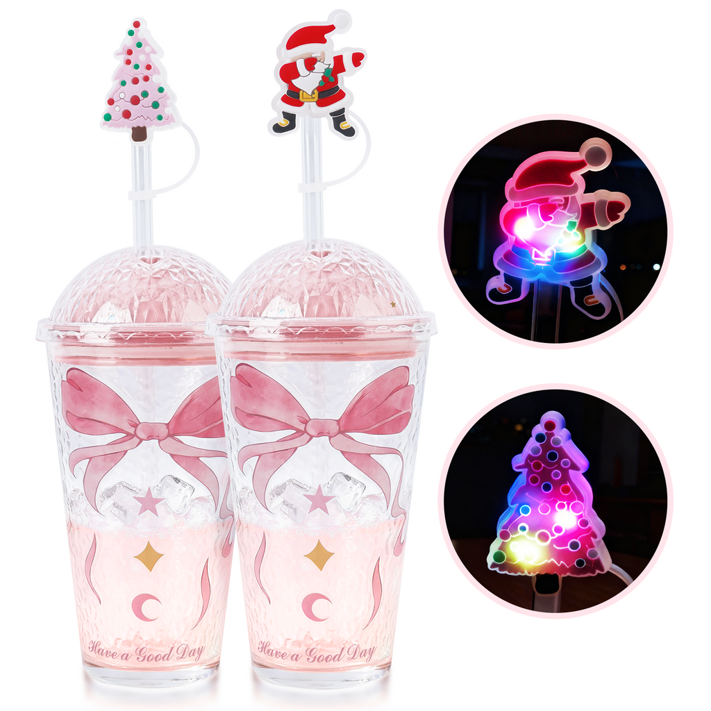 16 oz Christmas Glass with Glowing Lid