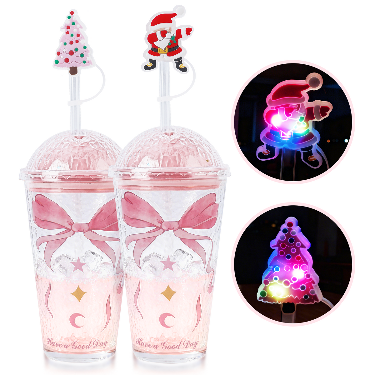 16 oz Christmas Glass with Glowing Lid