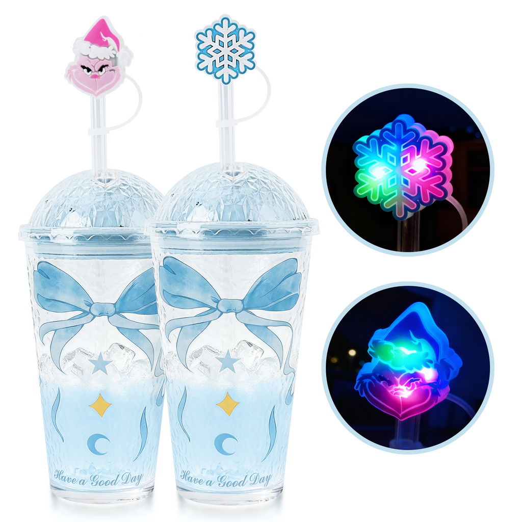 16 oz Christmas Glass with Glowing Lid