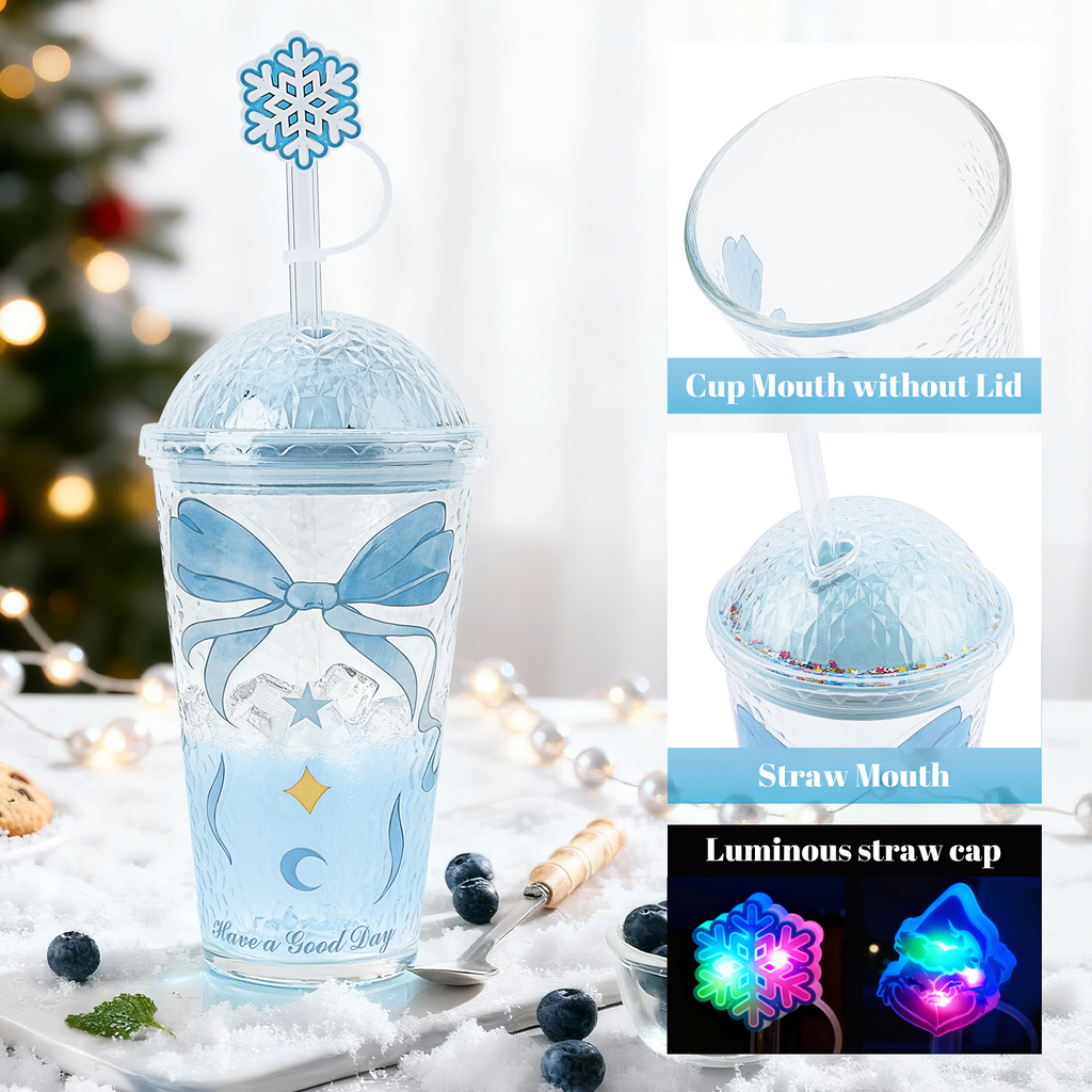 16 oz Christmas Glass with Glowing Lid