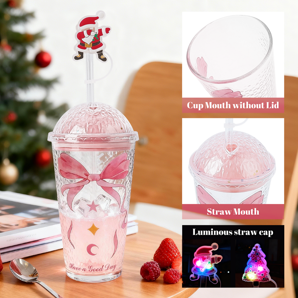 16 oz Christmas Glass with Glowing Lid