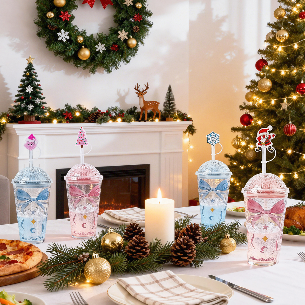 16 oz Christmas Glass with Glowing Lid