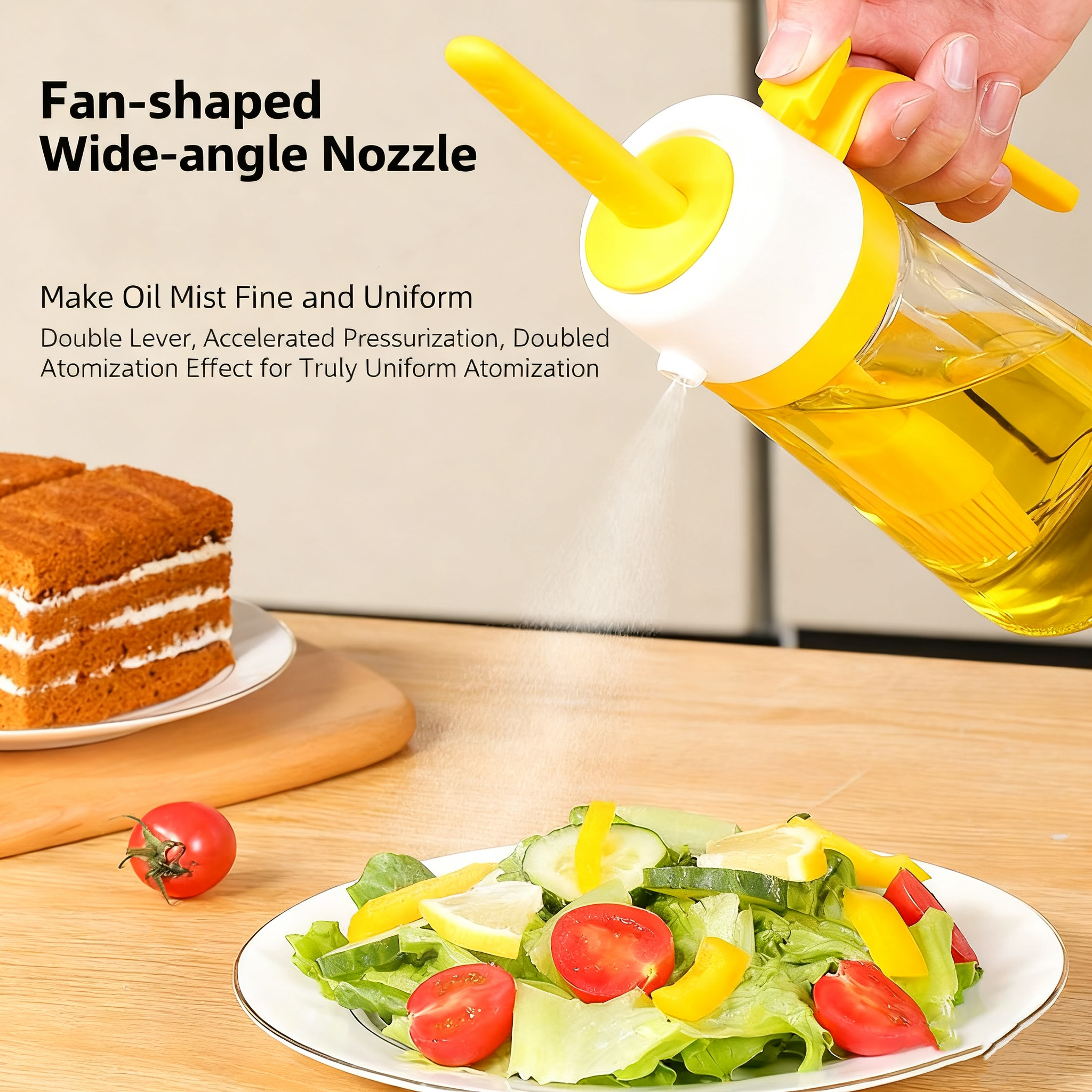 New Product: Dual-Purpose (Spray & Brush) Oil Container - Featuring Silicone Brush, Multi-Function, Oil-Leakage-Proof Design, Kitchen Glass Oil Sprayer