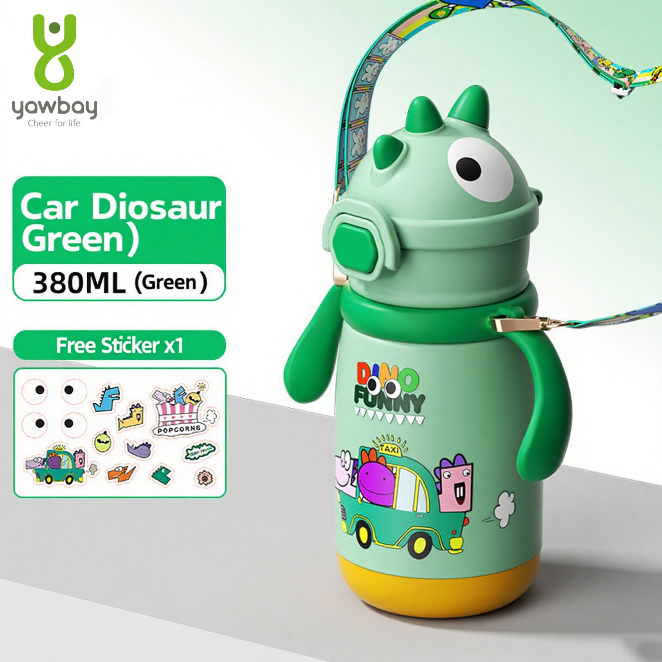T-Rex 316 Cute Baby Handle & Strap Portable Insulated Straw Cup | Stainless Steel Baby Bottle | Infant Training Cup