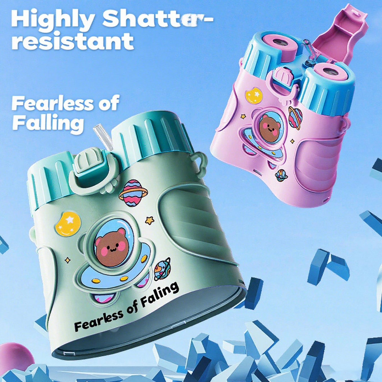 Large Capacity Plastic Water Bottle with Straw for Kids & Students, Summer Creative Design, Ideal for School Use, Unisex
