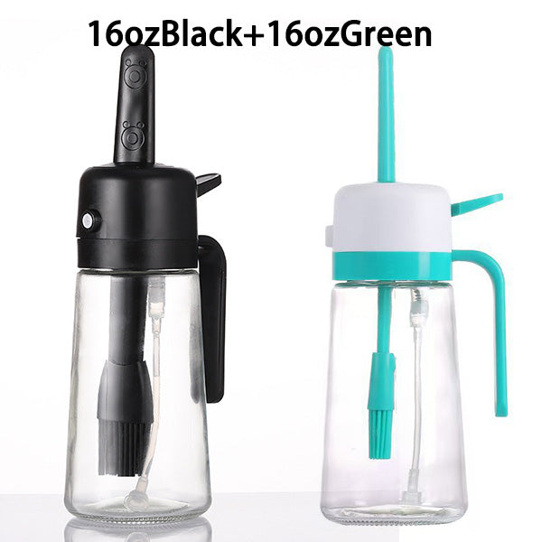 New Product: Dual-Purpose (Spray & Brush) Oil Container - Featuring Silicone Brush, Multi-Function, Oil-Leakage-Proof Design, Kitchen Glass Oil Sprayer