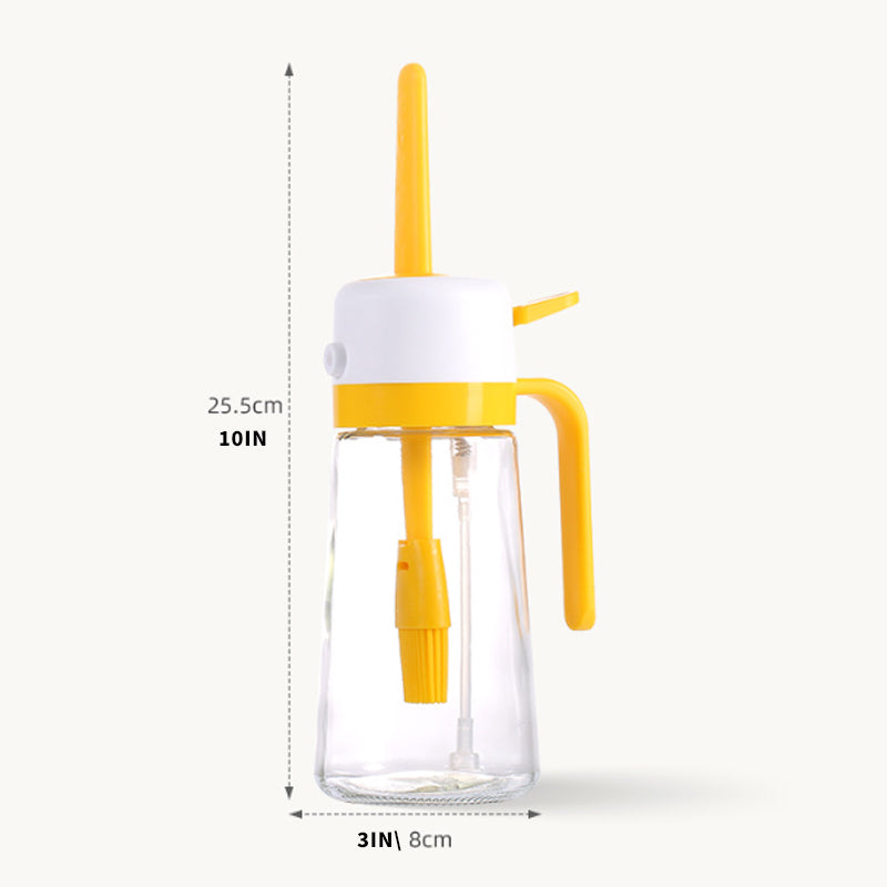 New Product: Dual-Purpose (Spray & Brush) Oil Container - Featuring Silicone Brush, Multi-Function, Oil-Leakage-Proof Design, Kitchen Glass Oil Sprayer