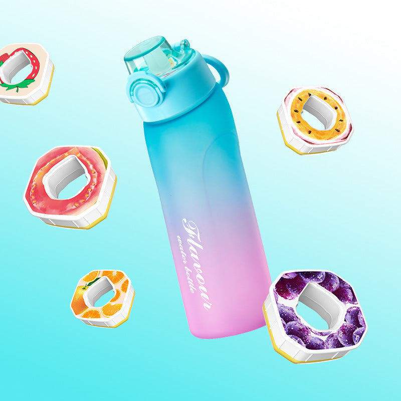 Sugar-Free Fruit Flavor Water Bottle with Dual Color Gradient Straw Cup, Ideal for Students & Kids, No Sugar or Calories Added