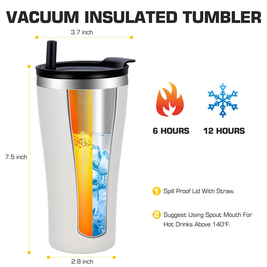 20 oz dual-sip insulated tumbler construction details