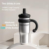 1000ml / 35oz Stainless Steel Tumbler with Handle - Ceramic Coated Inner, Two Lids, Spill-Proof, Dual Drink Designs, Dishwasher Safe, Ice Bar Handle Mug, Thermos Cup, Portable Cold Drink Cup, Car Straw Cup, 316 Stainless Steel High-Value Ice