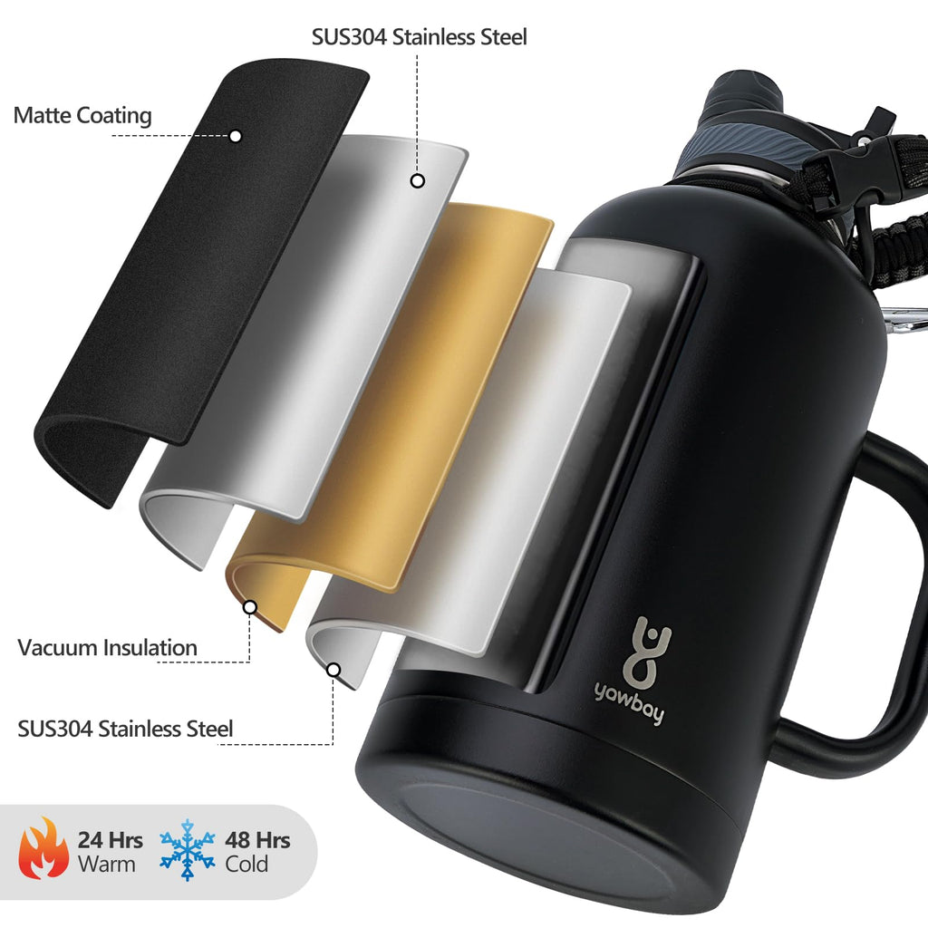 64 oz Insulated Water Jug with 2-in-1 Lids