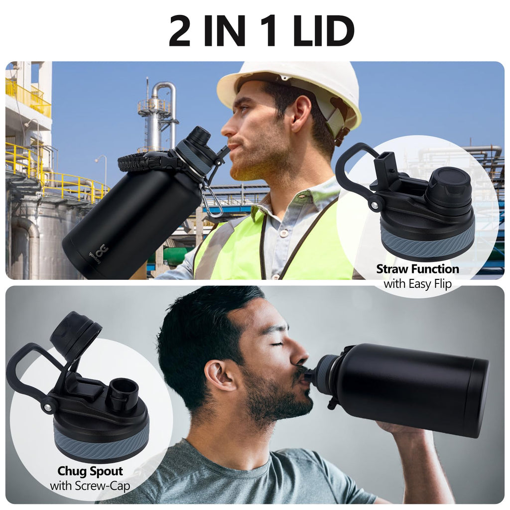 64 oz Insulated Water Jug with 2-in-1 Lids